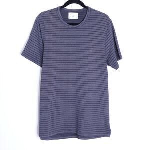 SOL ANGELES Stripe French Terry Knit Top Gray Blue Short Sleeve Men's L